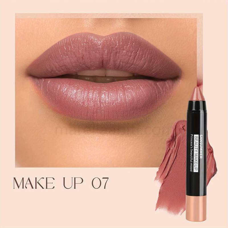 (image for) SANSUMMER 8 Color Crayon Lipstick. Moisturizing Lipstick Long Lasting. Waterproof. Smooth. Sunscreen. Rich Effect. Professional Makeup For Adult Valentine's Day Gifts