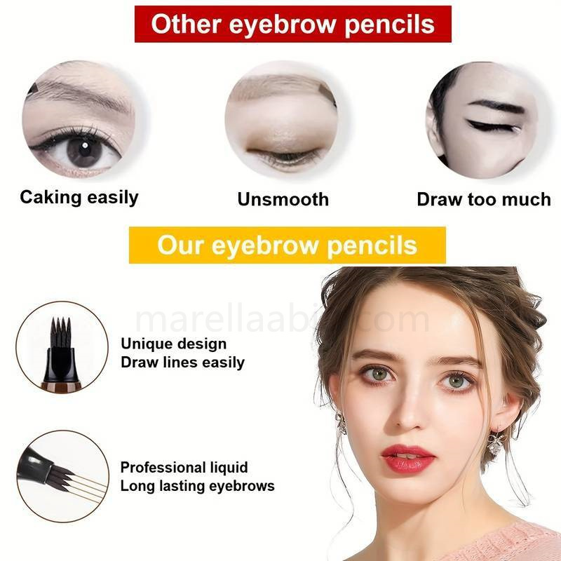 (image for) Waterproof Eyebrow Pen. Microblading Eyebrow Pencil With 4 Split Head. Natural Looking Brows Makeup ( 5 Colors )