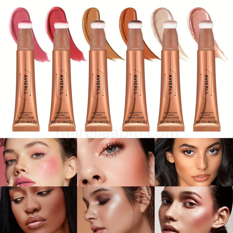 (image for) Long-Lasting Multifunctional Liquid Contouring Blush. Highlighter. And Concealer - Silky And Creamy Texture For Flawless Makeup Application On Face And Body (0.63oz/18g 1Pcs)
