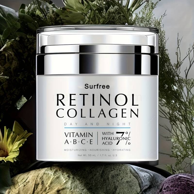 (image for) 50ml Retinol Collagen Cream For Face Night And Day, Skin Cream With Vitamin C & E And Hyaluronic Acid, Face And Body Moisturizing And Firming Moisturizer For Sensitive Skin