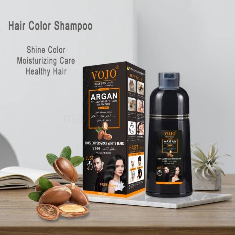 (image for) 500ml Natural Plant Black Hair Dye Shampoo, Does Not Harm Hair And Quickly Colors, Long-lasting Semi Permanent Black Hair Dye Shampoo, Suitable For Both Men And Women