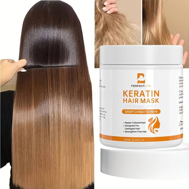(image for) 250ml Keratin Hair Care Mask Magically Repairs Damage, Curls Hair Care, Glossy, Smooth, Straightened Professional Hair Care, Deep Moisturizing, And Smooth