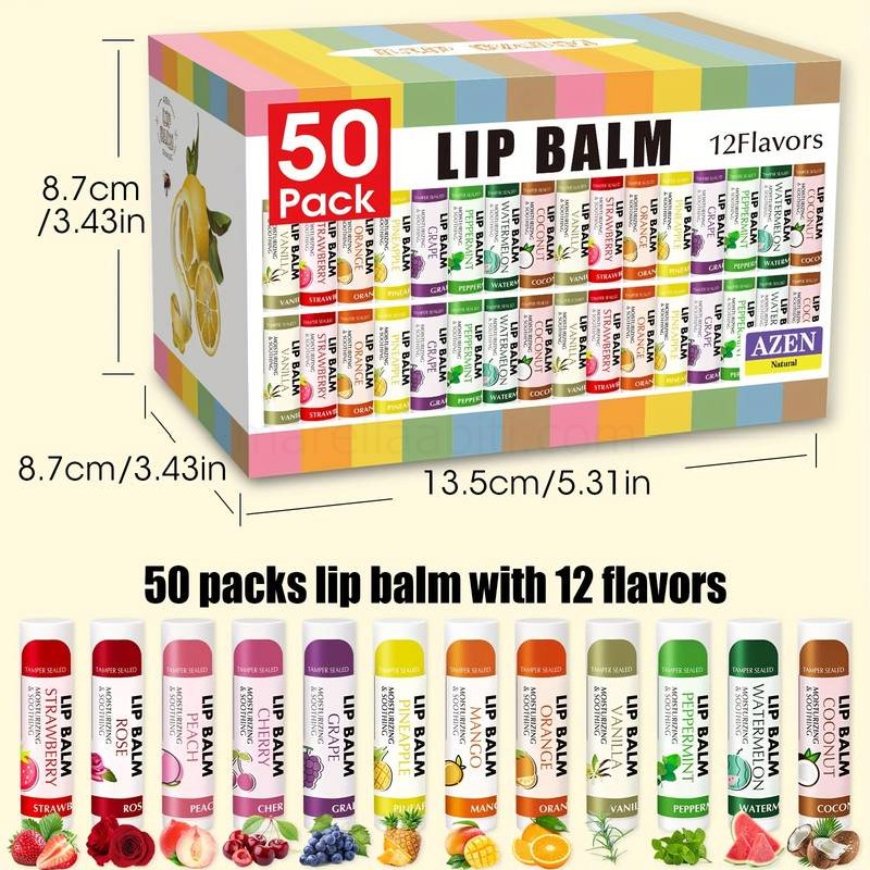 (image for) 50 Pack/Box, Lip Balm Set, Lip Moisturizer, Lipstick Gift Set, Moisturizing And Nourishing Dry Lips, Gifts For Women, Mother Gifts, Party Supplies Gift, Souvenir Gifts