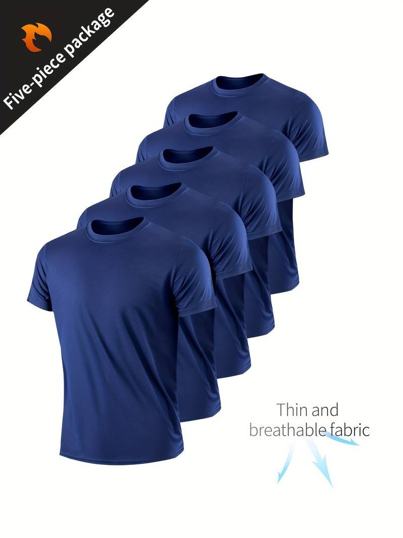 (image for) 5pcs Xinso Prince Men's Quick Dry T-Shirt - Moisture Wicking, Breathable, Compression Top for Fitness and Workout - Father's Day Gift