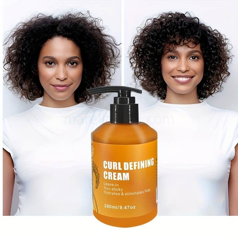 (image for) 280ml Curl Defining Cream With Argan Oil, Leave-in Conditioning Cream, Defines And Leaves Strong Curly Hair, Enhances Shine And Hydrates Without Sticky Residue